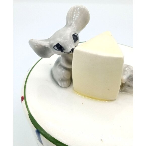 Vintage Kitsch Mouse Cheese Jar Viking Handmade Japan Funny Midcentury Decor - Picture 3 of 16